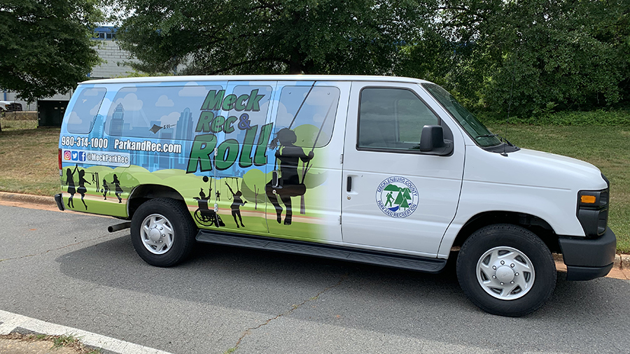 Van with Meck Rec & Roll graphics