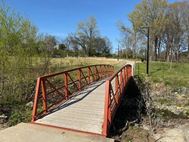 bridge on a trail through a park